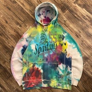 Y2K 2000s Michigan State Spartans Gruff Sparty Tie Dye Hoodie Mens Size XL